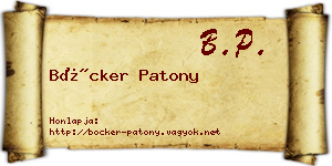 Böcker Patony névjegykártya